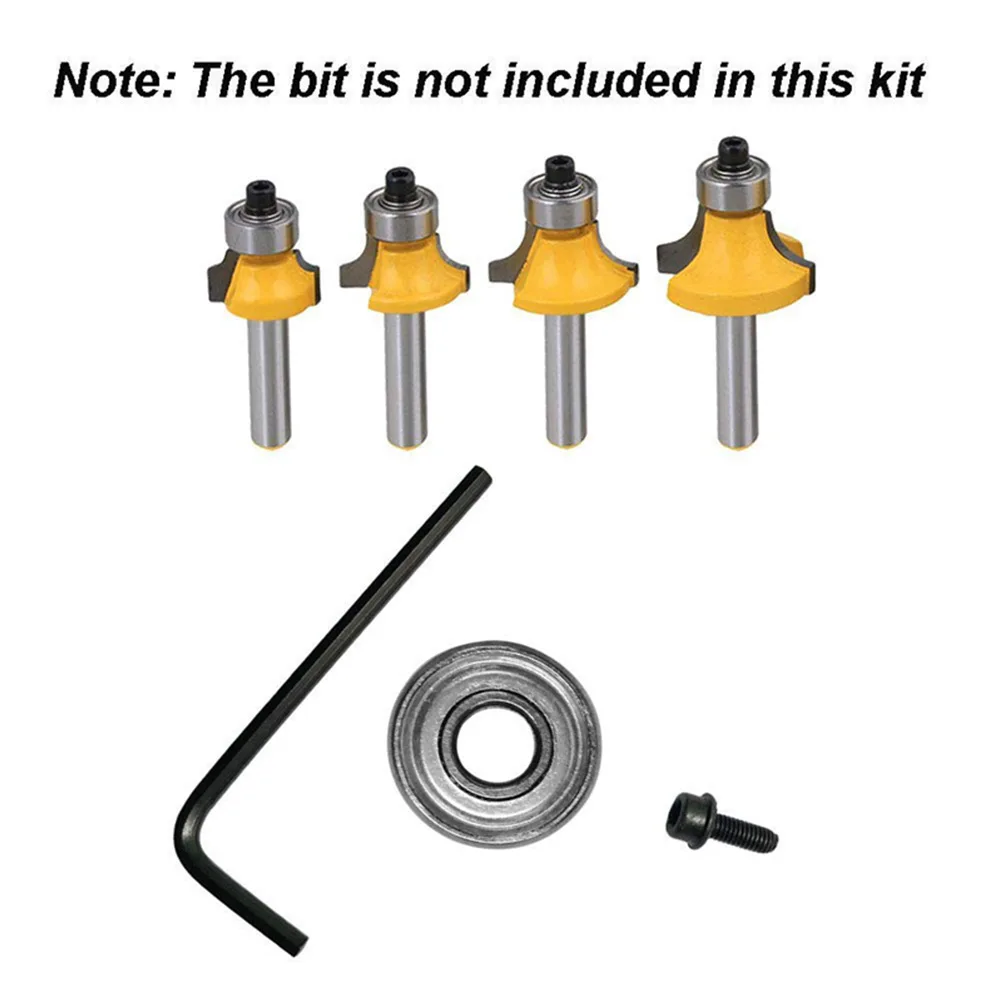 10Pcs 12.7mm Router Bit For Top Mount Ball Bearings Steel Replacement Guide For Woodworking Trimming Tool Accessories With Hex