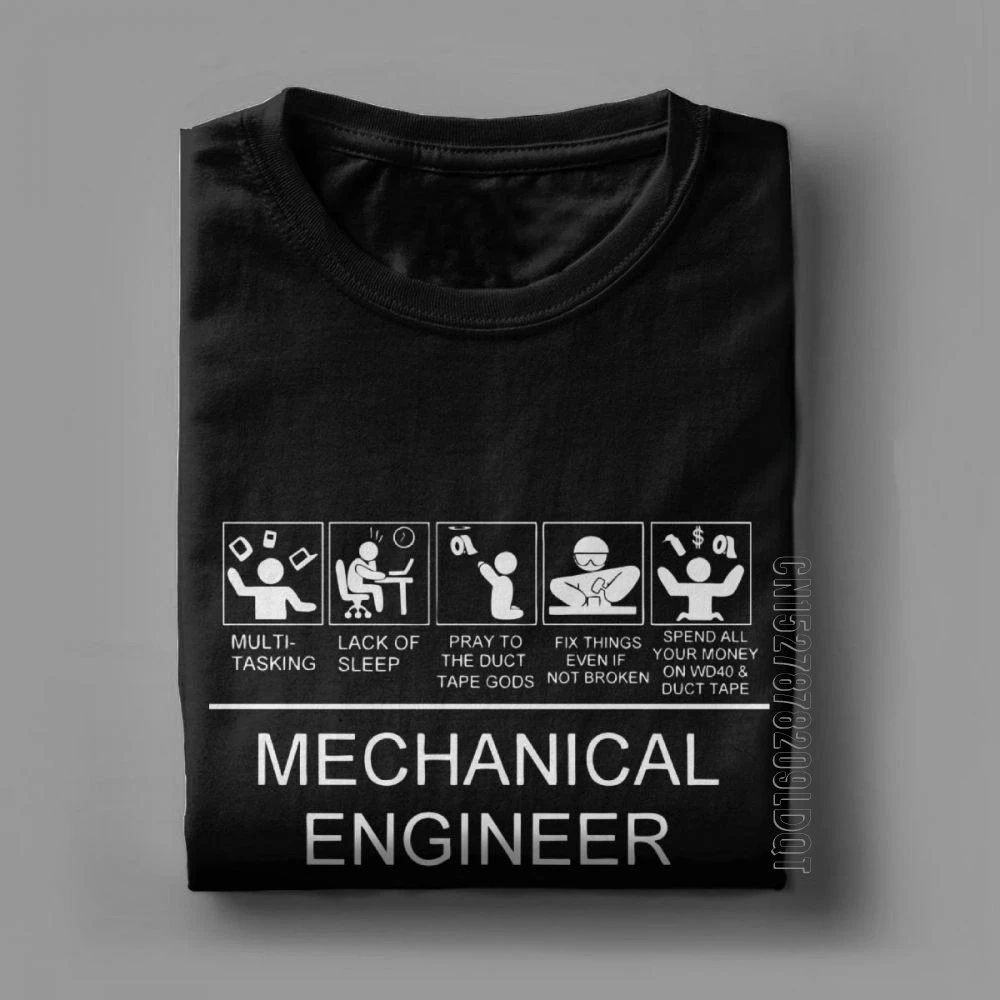 Mechanical Engineering T Shirt Men Pure Cotton Casual T-Shirt O Neck Car Fix Engineer Tee Shirt Male Tshirt Clothing