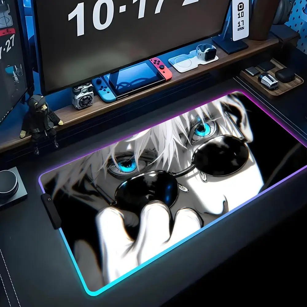 

Gojo satoru Коврик для мыши RGB Игровой коврик для мыши Большой светодиодный коврик для ПК Настольный коврик Светящийся коврик для мыши Большие коврики для клавиатуры Настольный коврик с подсветкой