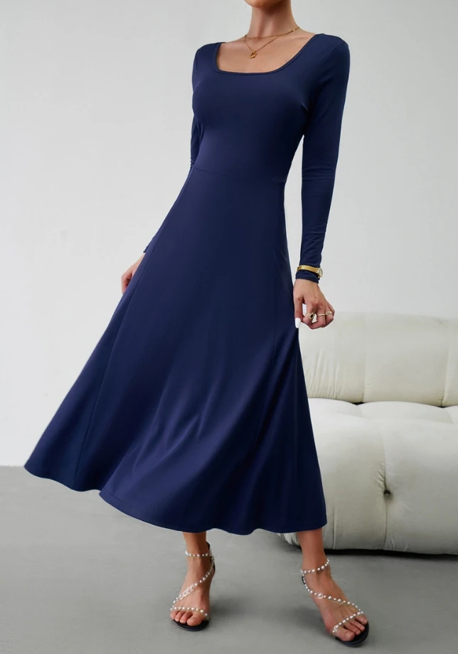 Fashion Summer Dresses 2024 Elegant Temperament Waist Cinched Long Sleeved Dress Simple and Personalized Retro Dress