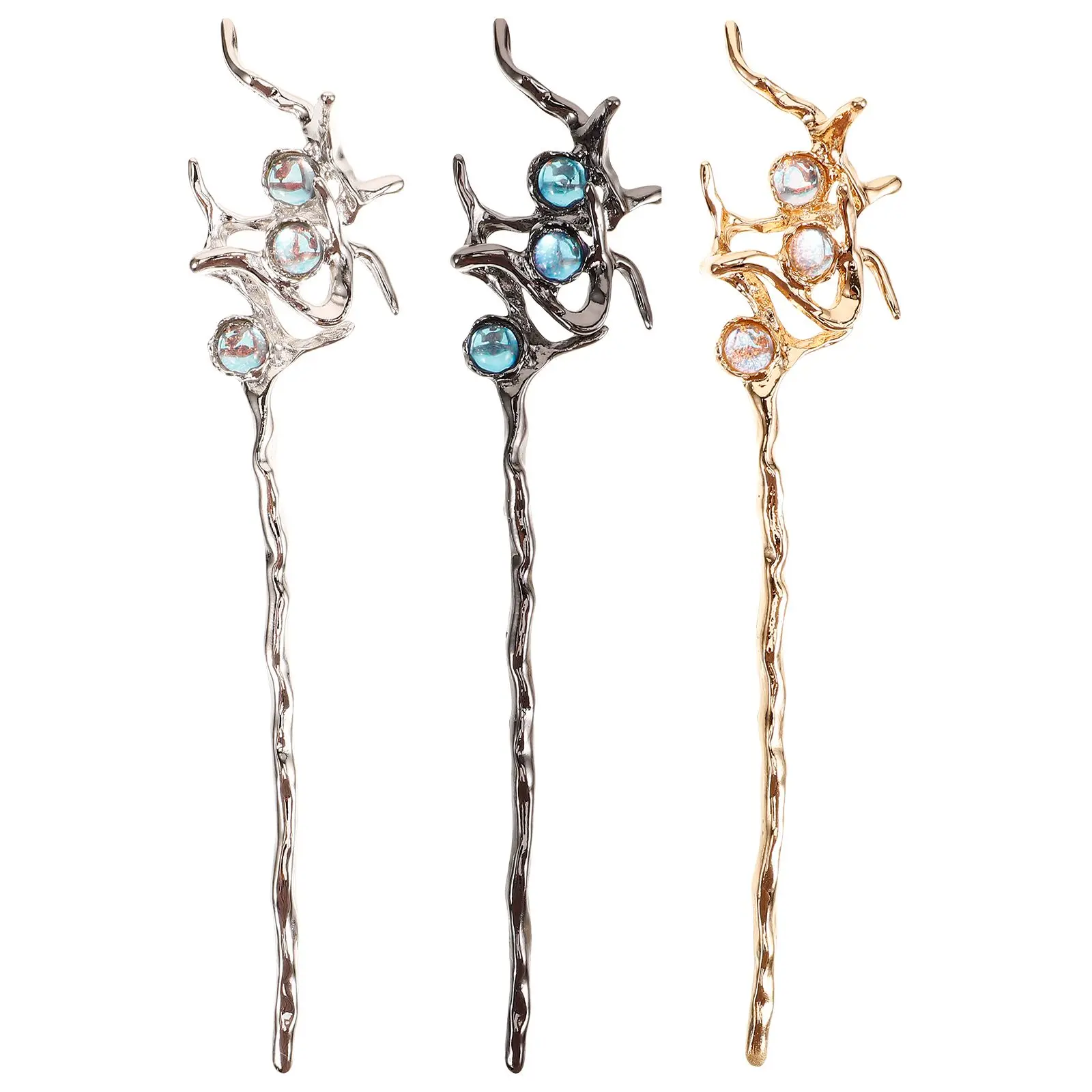 3 Pcs Irregular Hairpin Accessories for Girls Chopsticks Cosplay Vintage Women Alloy Chinese Women's Buns Long