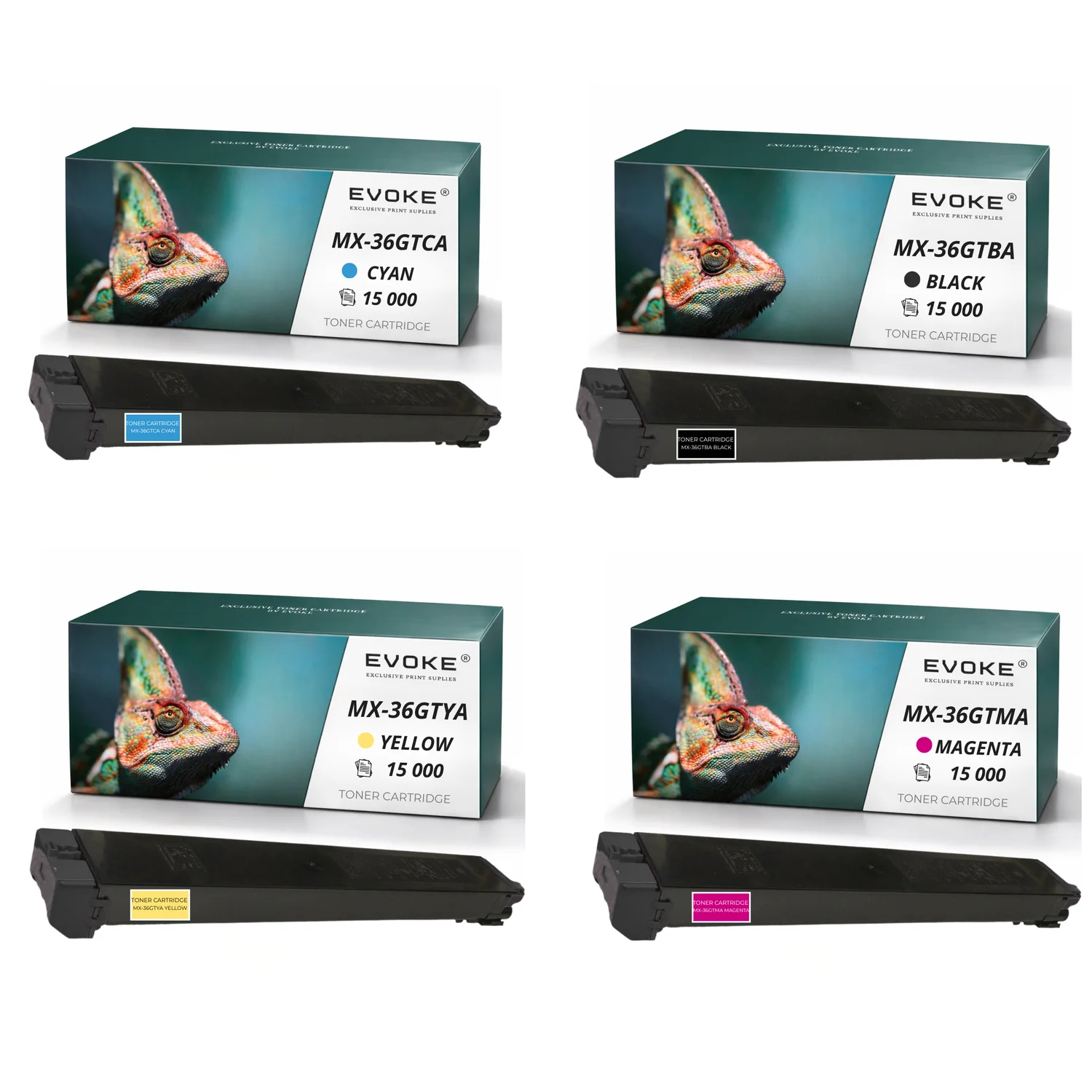 Evoke compatibele toner voor Sharp Mx-36Gt Mx36Gt 4X Cmyk: Zwart, Cyaan, Magenta, Geel 69000 pagina's Mx-2610N 2640N 3110N 3140N 3610N 3640N