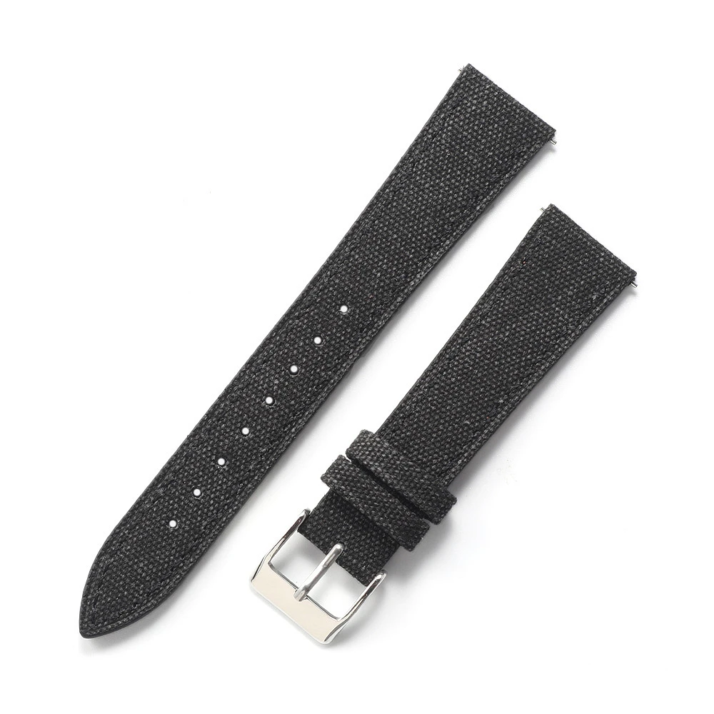18mm 20mm 22mm Vintage Segeltuch-Uhrenarmband Stoff-Leder-Armband Retro Canvas Schnellverschluss-Uhrenarmband für Herren – Detail 8