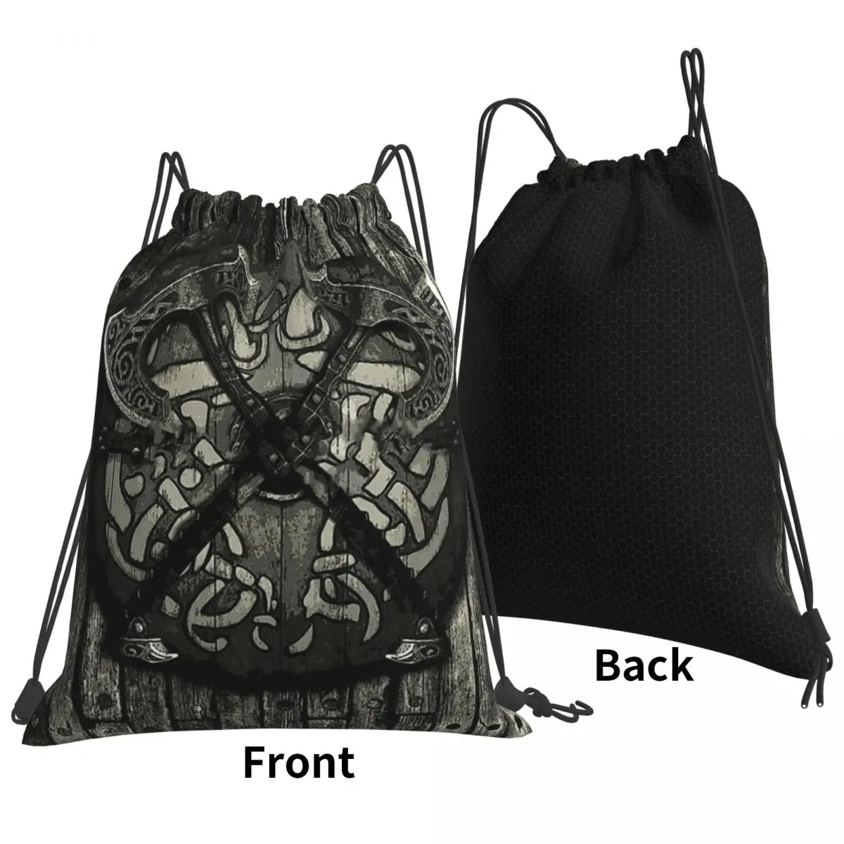 Battle Shield V-Viking Age Cool Print borse con coulisse uomo donna zaino da viaggio borsa da viaggio per adolescenti tasca multifunzione