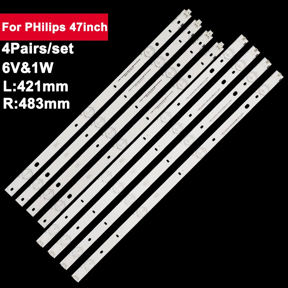 

4Pairs/set 6V2W Led Backlight Strip For PHilips 47inch CL-47-D407-L-V4 47PFL5708 F747PFG4109/78 47PFL3188 PT470H1-DUJFFE