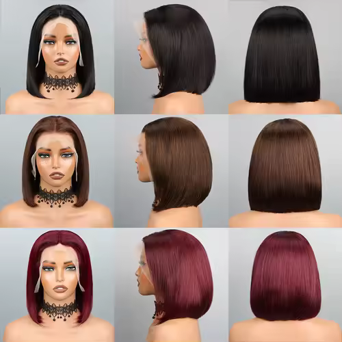 Bob Wig Human Hair 13x4 Hd Lace Front Human Hair Wigs For Black Women Glueless Lace Front Wigs Pre Plucked Pre Cut Straight Bob - Image 4