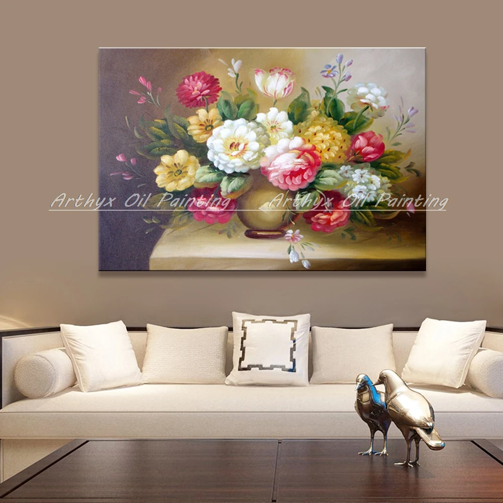 

Arthyx Handpainted Flowers Oil Paitings On Canvas,Modern Abstract Art Wall Painting For Living Room Home Decoration Picture Gift