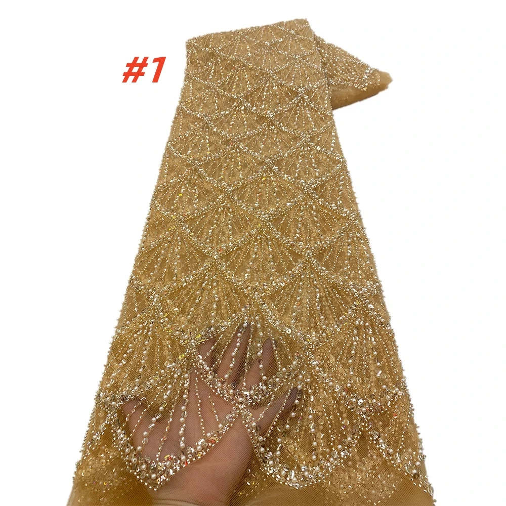 أقمشة الدانتيل الترتر الأفريقي 5 ياردات جودة عالية الفرنسية النيجيري العريس مطرز أقمشة الدانتيل لفستان الخياطة حفل زفاف #6