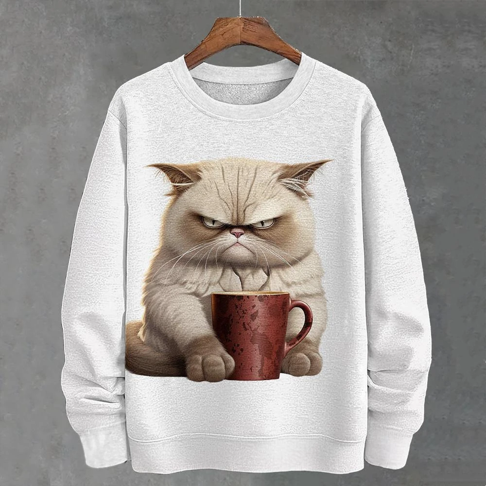 Girl Clothes Teacup Cat 3D Print Cartoon Hoodies Casual Fall Hoodie Long Sleeve Pullover Tops Oversized Blouses Child Sweatshirt