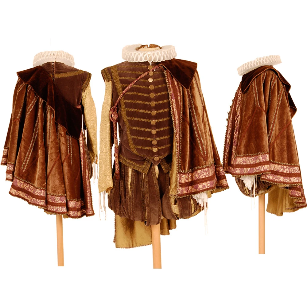 

Tudor Elizabethan King Henry Costume Renaissance Men's Vintage Knight Uniform Suit with Cloak 16th Century Nobleman Ball Gown