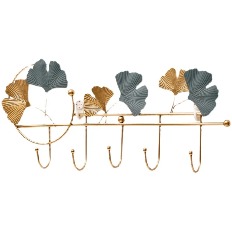 Nordic Style Golden Leaf Hook Creative Coat Cap Hanger Key Organizer Iron Art Wall Hanging Decoration Home Storage Accessories