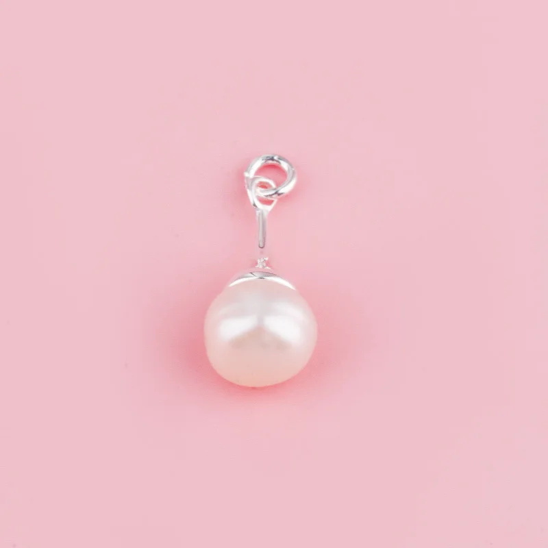 S925 sterling silver Korean version pearl pendant, DIY bracelet, braided string earrings