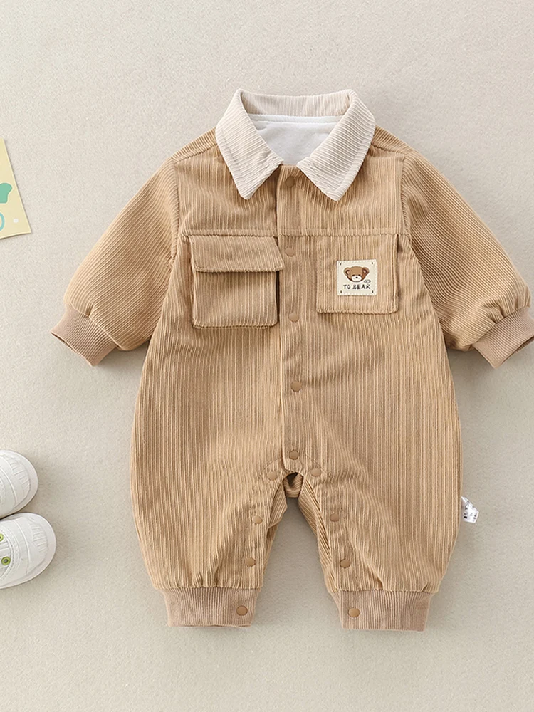 

Spring Autumn Baby Rer irt Collar Long Sve Cler Clothes Sli Versatile Korean Sle Polyester Fabric Overalls