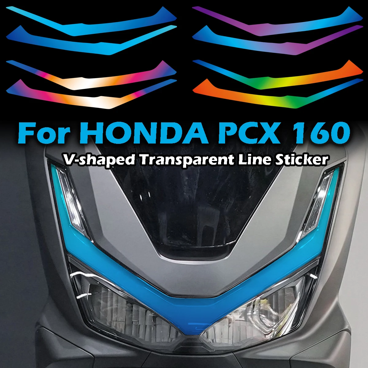 

For Honda PCX 160 Motorcycle Headlight Stickers Moto Head Light V-shaped Transparent Line Tint Decorative Accessories Decals