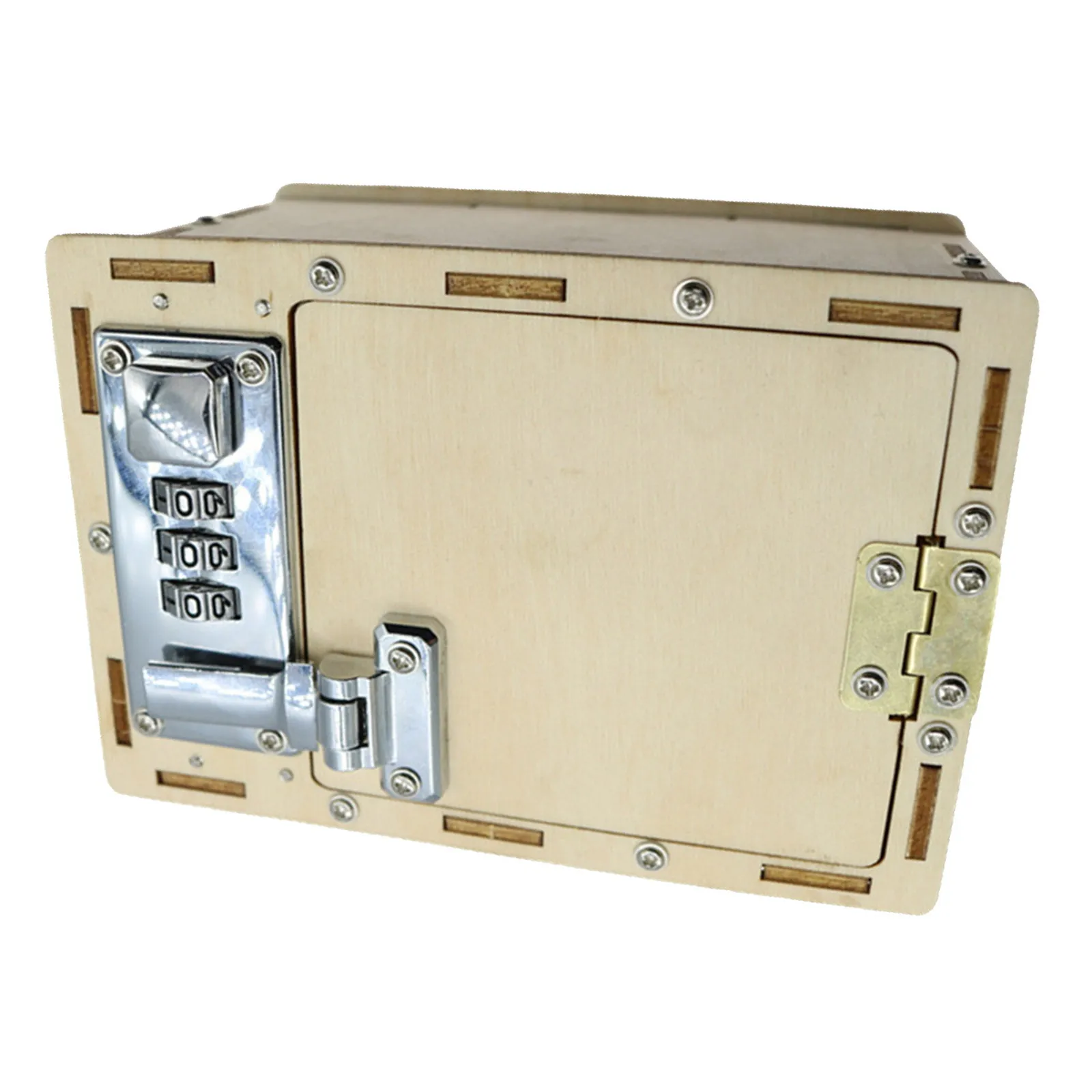 

1Set Square Natural Wood Mechanical Password Box DIY Making Material for Kids Hands on Practice Educational Wood Case Learning