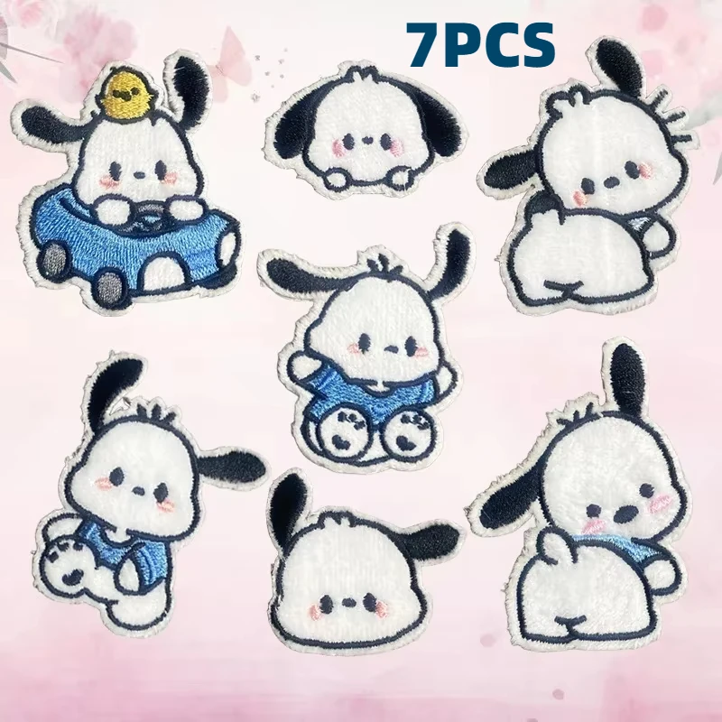 

Kawaii Pochacco Cartoon Sanrio Embroidery Patch for Kids Clothes Stickers Shirt Badges Accessories Clothing Diy Embroidery Patch