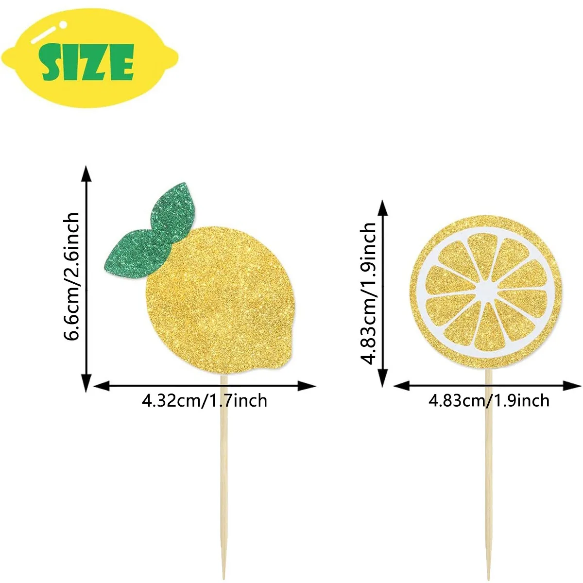 24 Stück Obst-Kuchenaufsätze Sommer-Thema Kuchendekoration Zitrone Erdbeere Kirsche Cupcake-Topper Hochzeit Geburtstag Cupcake-Deko – Detail 4