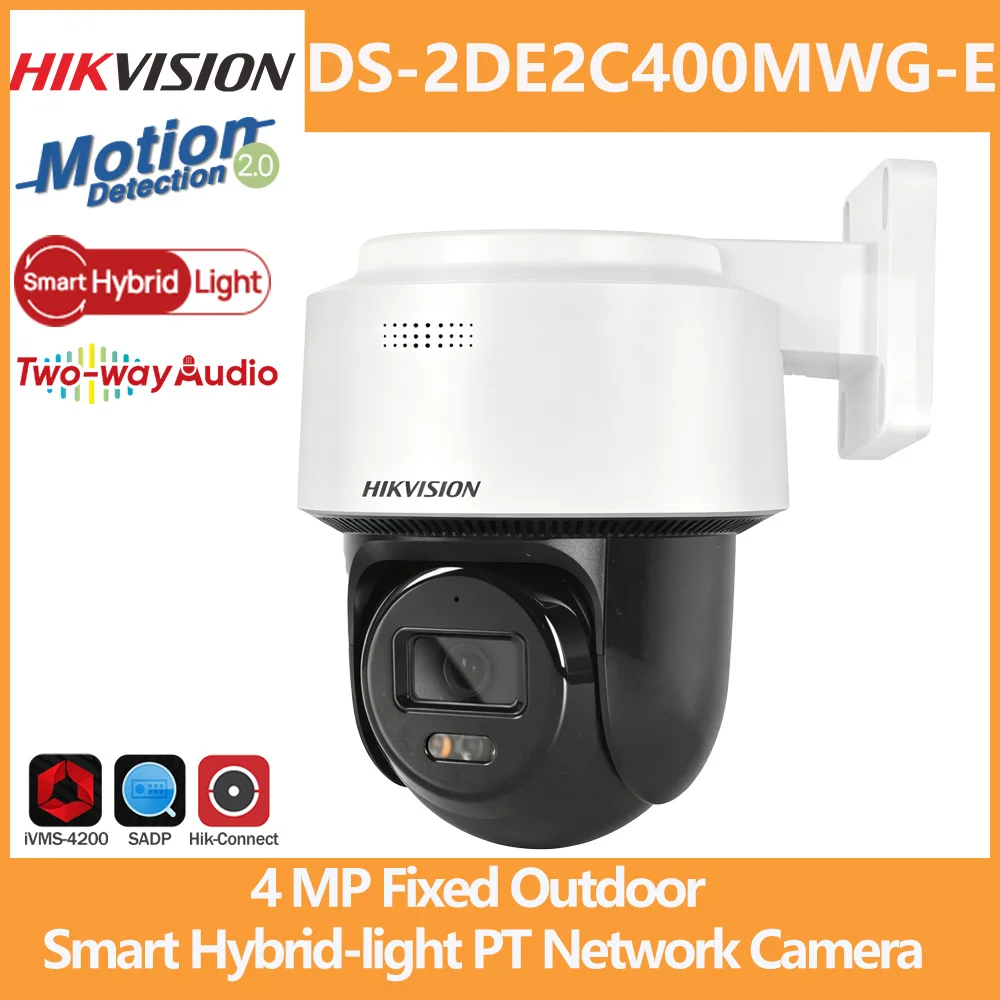 Hikvision PT-Kamera 4MP DS-2DE2C400MWG-E Outdoor Smart Hybrid-Licht Menschenerkennung Auto-Tracking Lite POE Eingebautes Mikrofon Lautsprecher