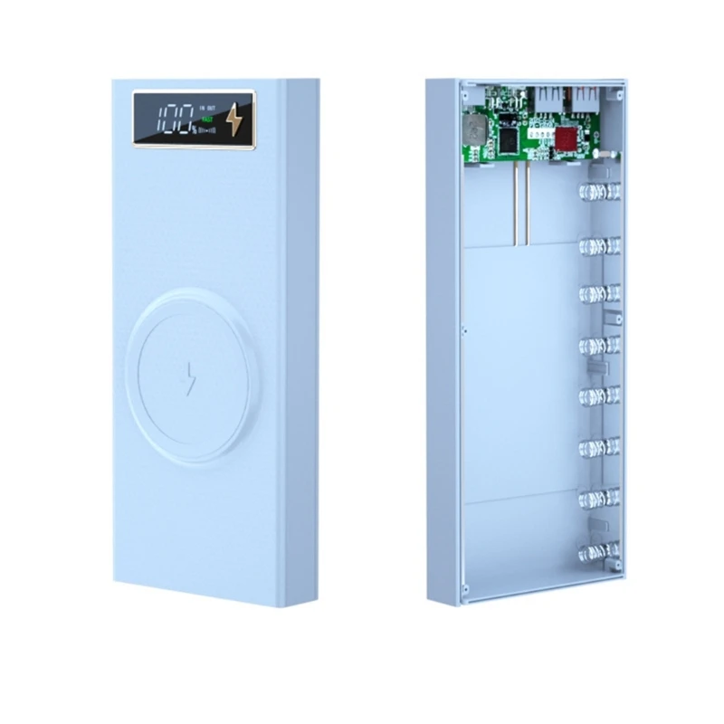 DIY Power Bank Case with 22.5W Quick Charge,15W Wireless Charging 8x18650 Battery Holder Box Digital Display Screen K1KF