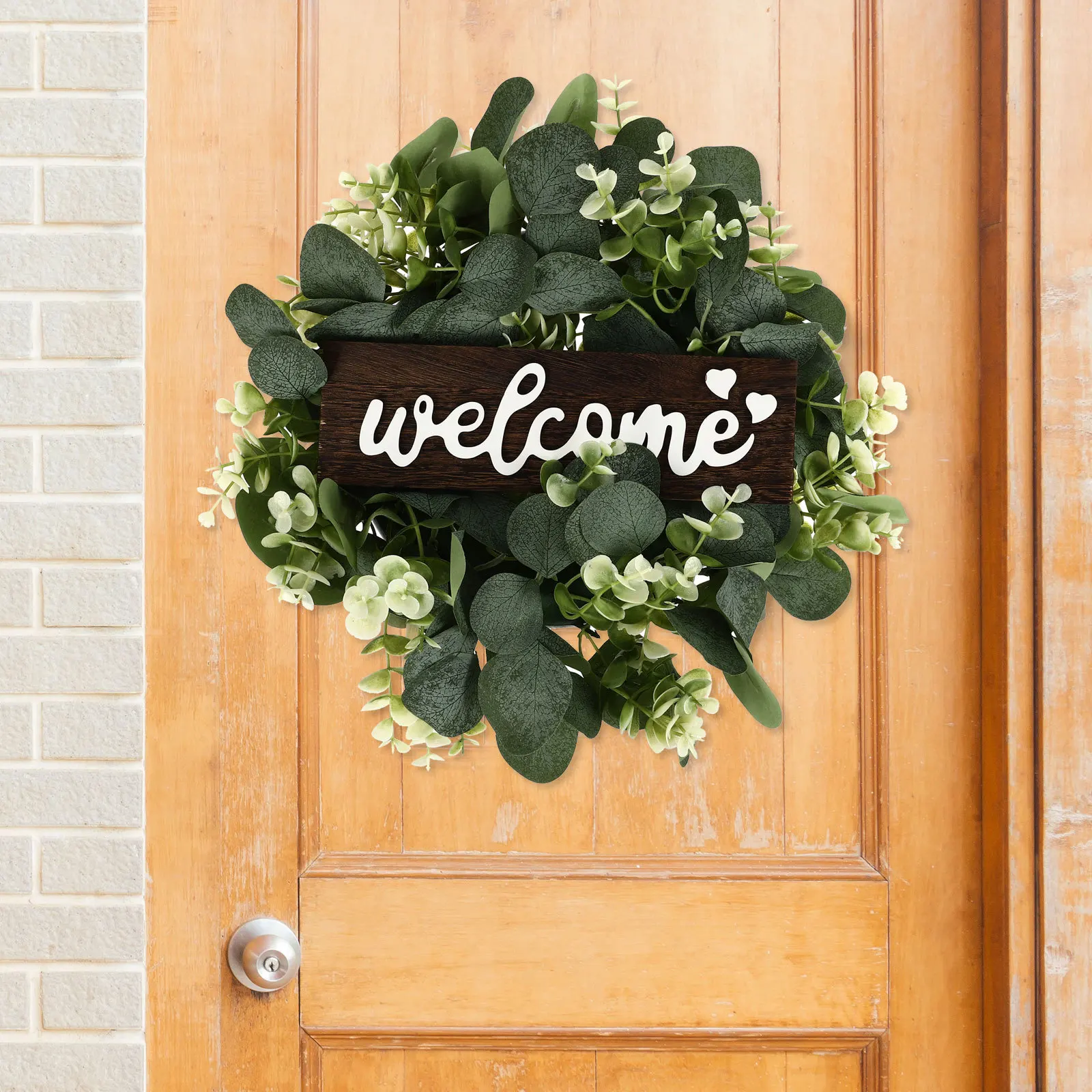 

1Pcs Plastic Wood Wreath Door Wall Hanging Decor Green Delicate Garland Aesthetic Pendant Home Wreath Delicate Garland