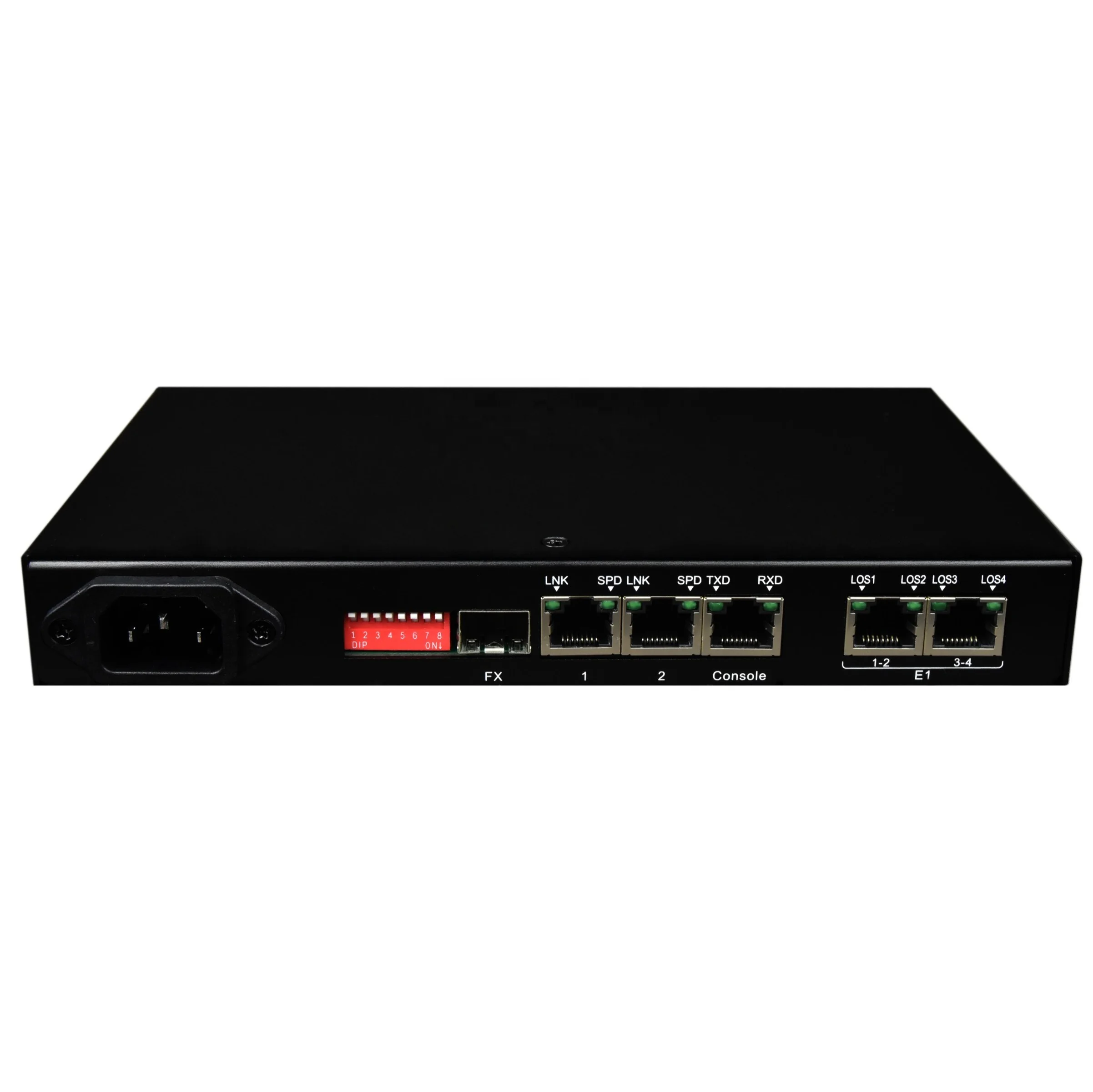Desktop console management 4E1 TDM over Ethernet (IP) interface converter