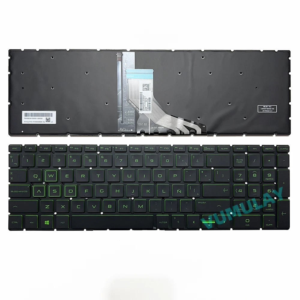 Hiszpańska/latynowa podświetlana klawiatura do HP Pavilion Gaming 16-A 16-A0009NA 16-A0520NA 16-A0520NA 16-A0521NA,17-CD 17-CD1030NA 17-CD1508NA,15-DK 15-DK1000 15-DK1095NR, 15-CX 15-CX0058WM 15-CX0100TX,15-CN 15-CR 15 — zdjęcie produktu 3