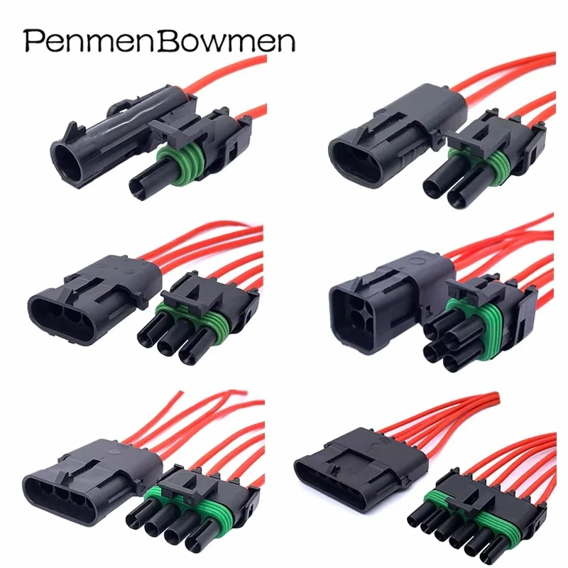 

1 Set 1 2 3 4 6 Pin Auto Weather Pack Electrical Cable Connectors Waterproof Female Male Wire Harness Plug 12015792 12015797