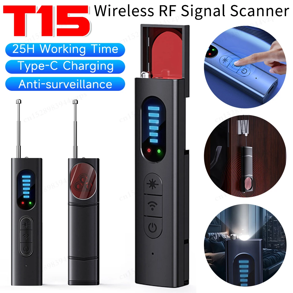 T15 Wireless Camera Detectors 5 Levels Adjustable Sensitivity Camera Detectors  Electronic Sweeper GPS Tracker Camera Monitor