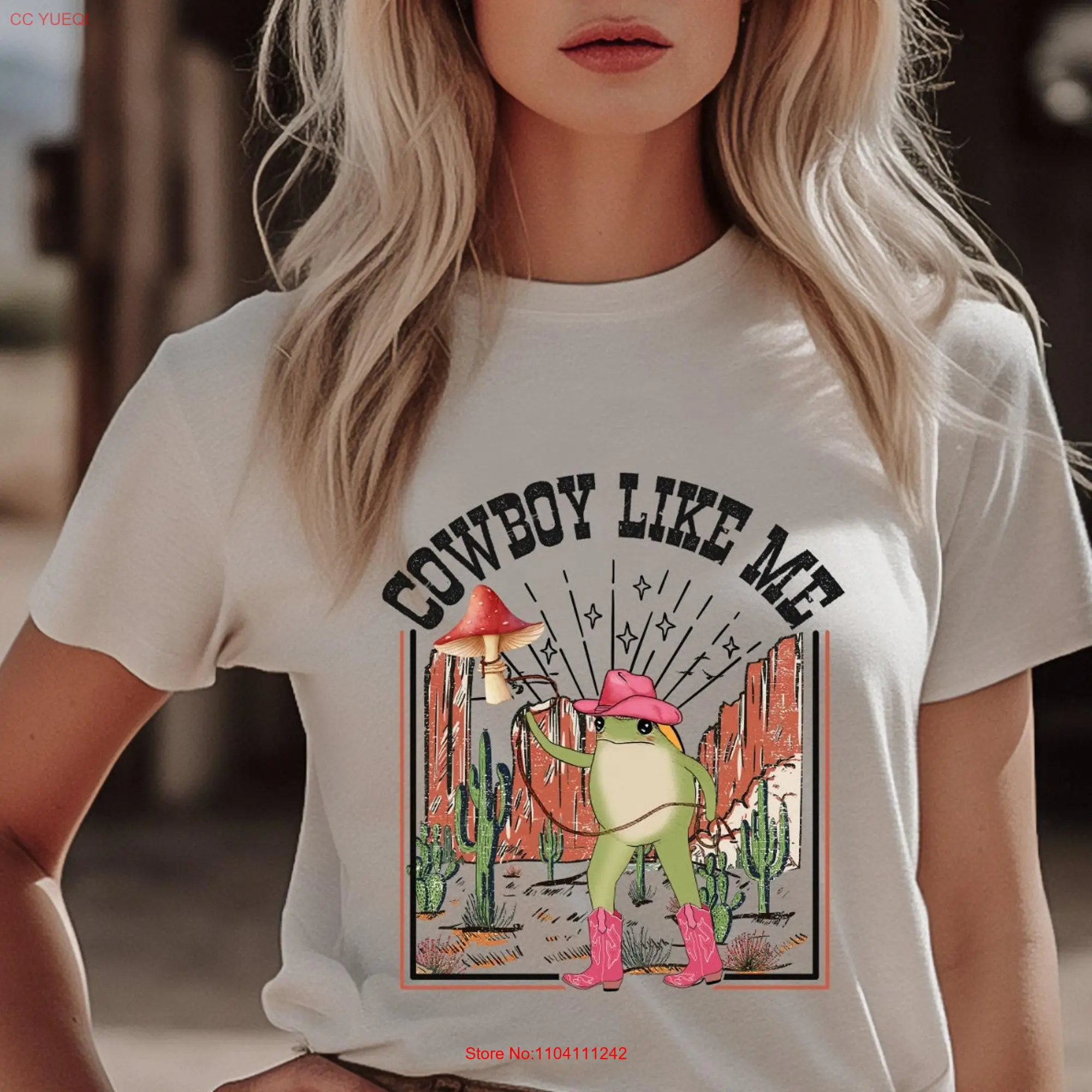 Vintage cowboy like me T Shirt Frog Western Cowgirl Evermore Merch long or short sleeves