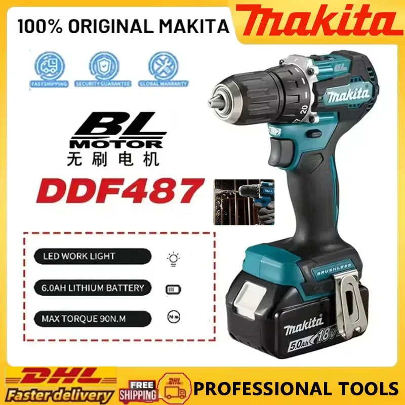 

Makita DDF487 Brushless lithium electric rechargeable impact drill large torque screwdriver For 18V Battery