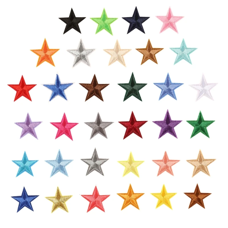 Star Patches Embroidery Star Applique Clothes Repair Decoration Patches 33PCS