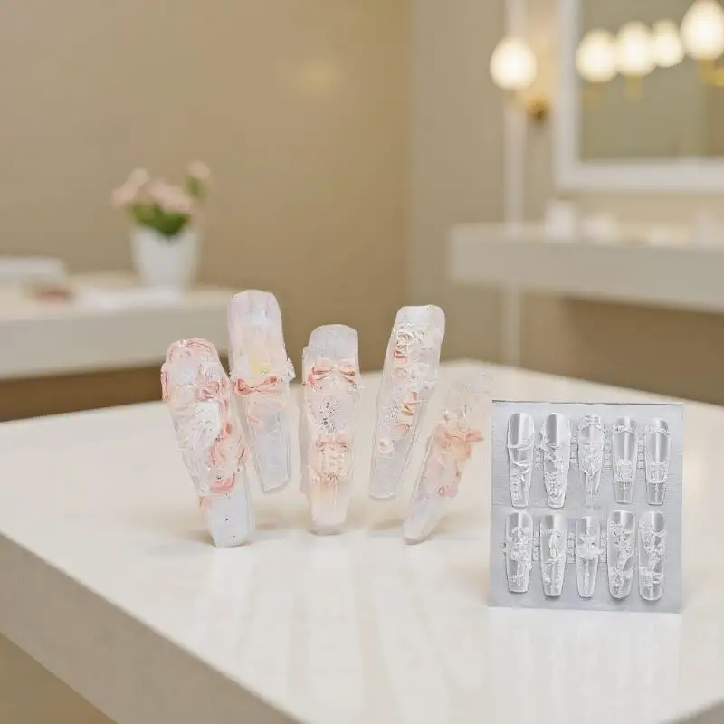 Moule 3D en Silicone pour Nail Art, pour bricolage, chaussures de ballet et nœud en ruban, modèle de sculpture Transparent