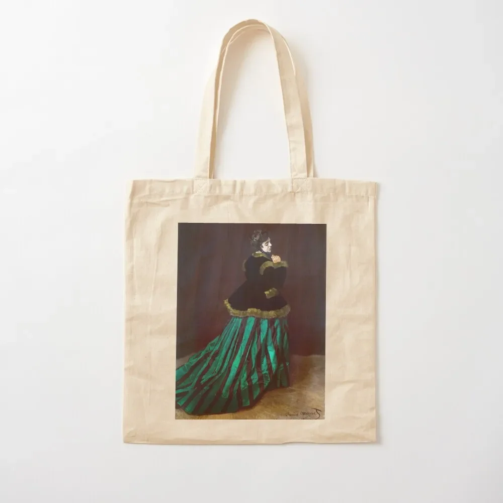 Claude Monet Camille Painting-The Woman in the Green Dress Tote Bag tote custom personalized custom