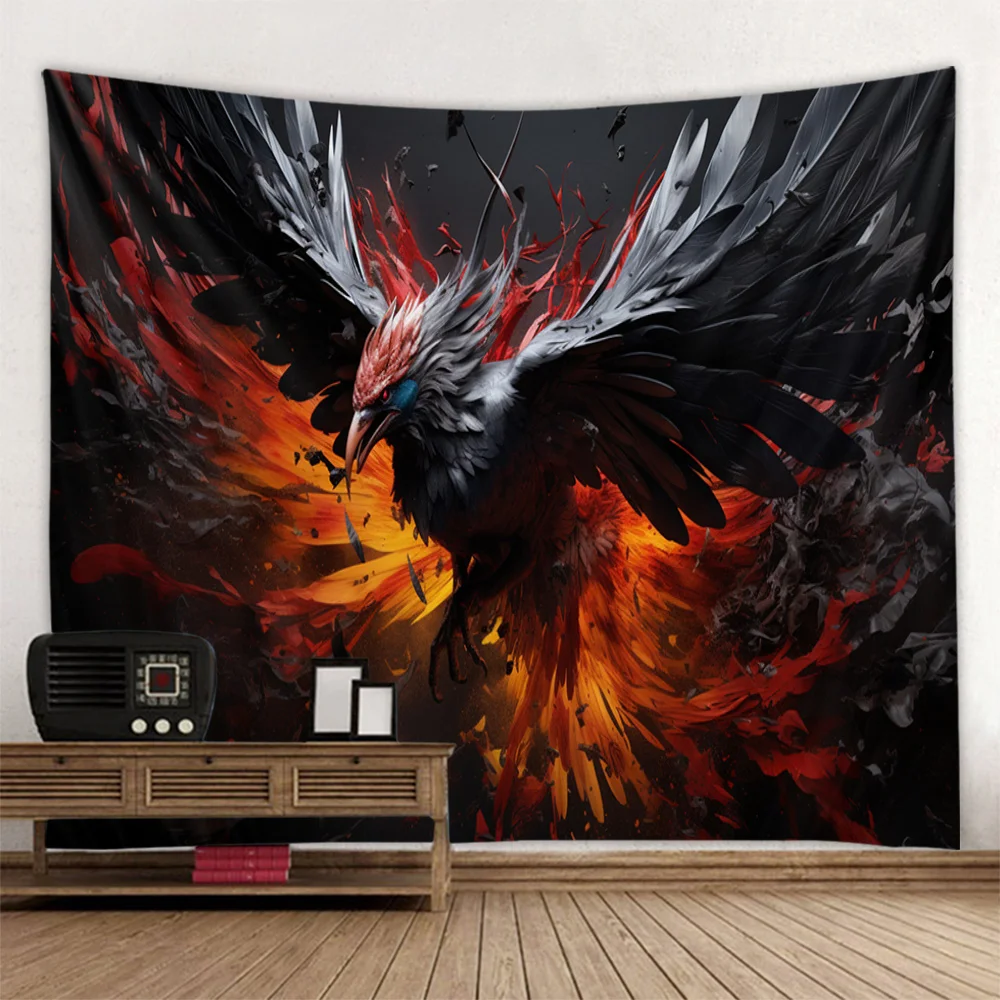 Fierce Eagle Flame Phoenix Tapestry Wall Hanging Cloth Multiple Sizes Home Decor Bedroom Background Poster