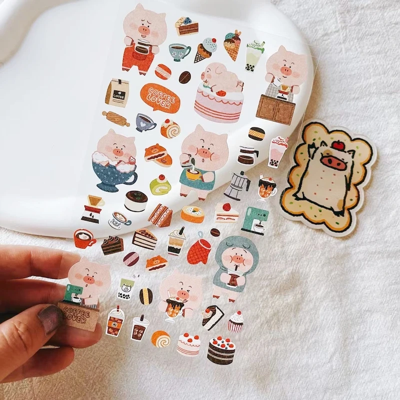 Korea Cute Pig‘s Dessert Sticker Scrapbooking Material BONITO DIY Hobby Craft Supplies DIY Stationery Journaling Stickers - Image 3
