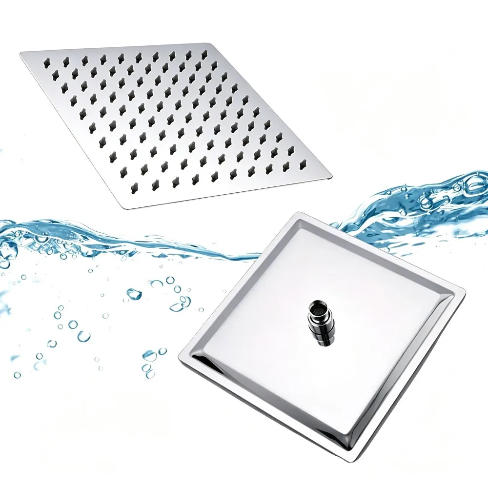 1 pc high-pressure shower head, square stainless steel shower top spray, providing a spa like experience even at home view 3