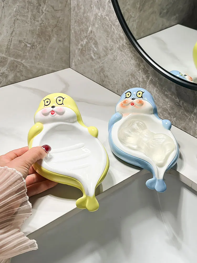 

without water accumulation storage soap box bathroom accessories Seal soap box ceramic soap dish bathroom drainage