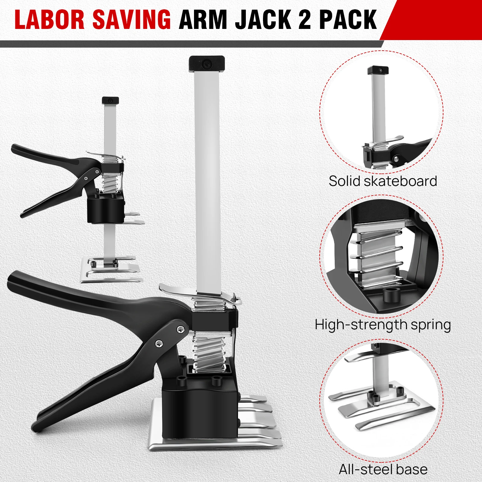 DayPlus 2 Packs Labor Saving Arm Jack,Hand Lifting Tool Jack with 0-17cm Adjustable Height Arm Hand Tool,170kg/375LB Lifter Jack