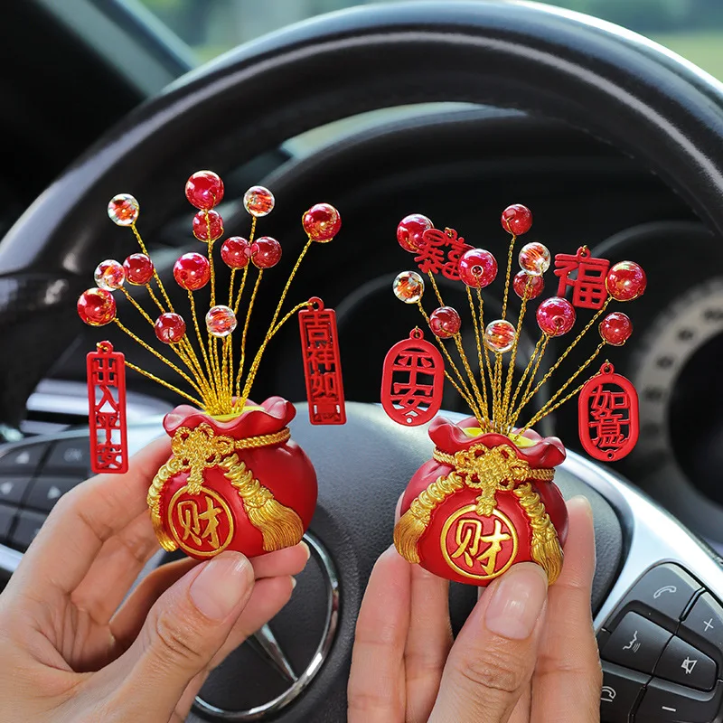 Chinese New Year Money Tree God Feng Shui Fa Cai Lucky Fortune Miniature Spring Festival Home Decorating Desktop Car Ornaments