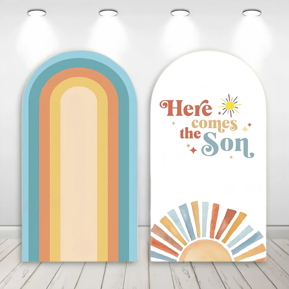 

Custom 2-Sided Sun Groovy Chiara Arch Wall Backdrop Cover Here Comes The Son Kids Birthday Party Baby Shower Decor Background