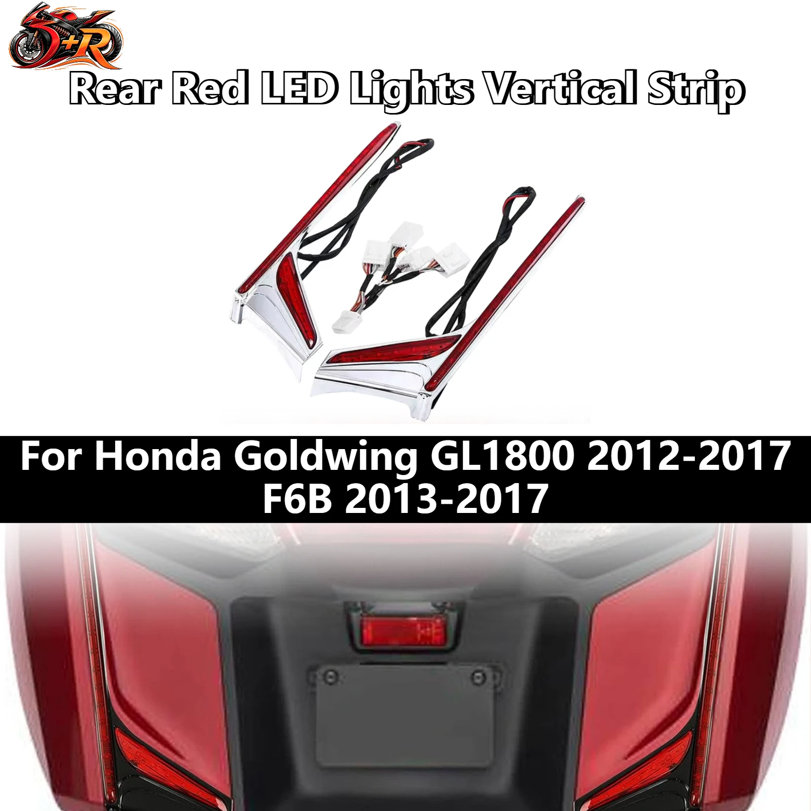 Image of Neue rote LED-Leuchten für die Rückseite, vertikaler Streifen für Honda Goldwing GL1800 2012–2017, F6B 2013–2017, 2014, 2015, 2016, Motorradzubehör