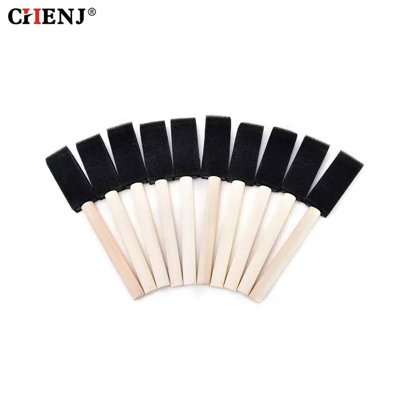 10Pcs/set Sponge Paint Brush Toys Wooden Handle Seal Sponge Brushes Kids Children Drawing Painting Graffiti Tools School Supply