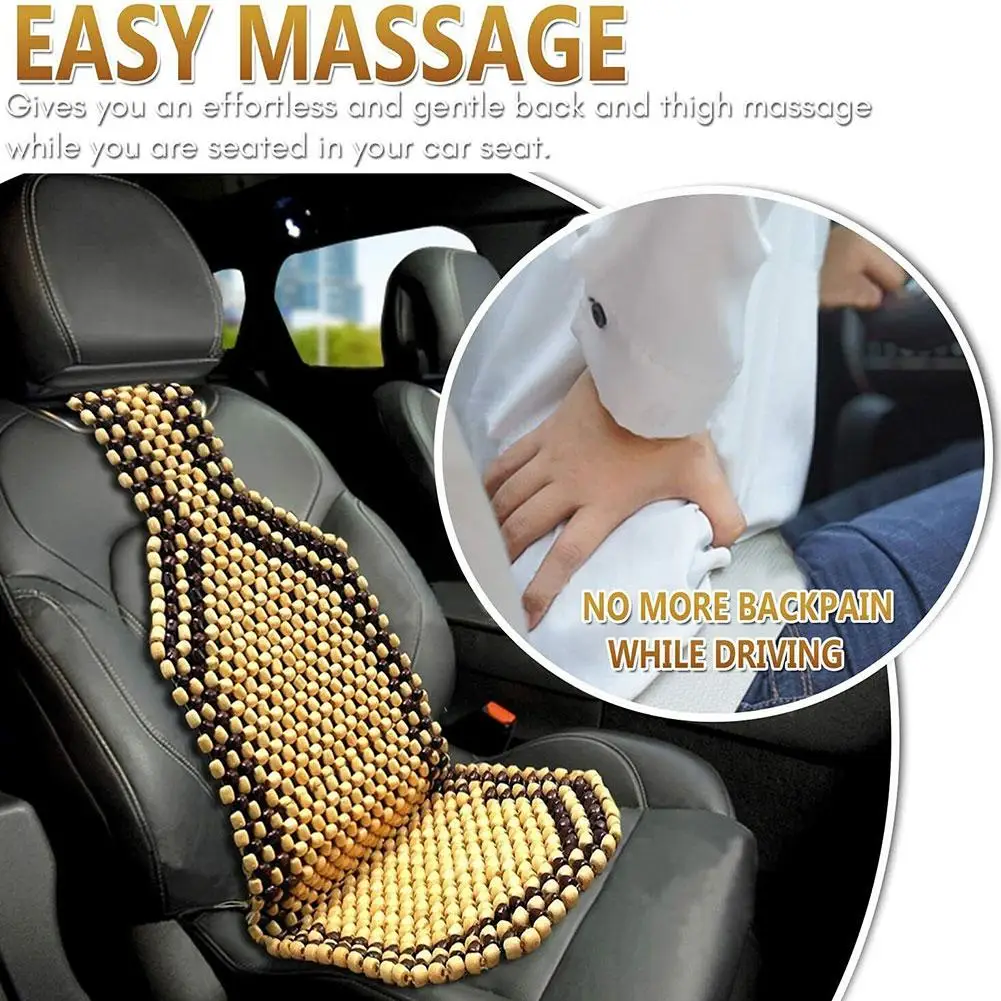 1pcs Car Seat Cushion Auto Cushion Wood Beads Thick Suppot Wooden Cover Mat Universal Bead Seat Seat Massage Summer Wooden U3P7