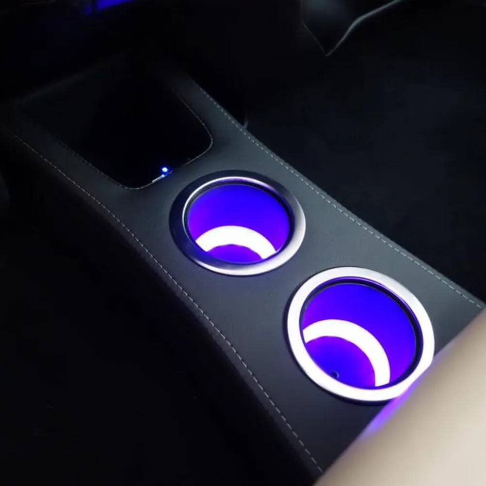 

2Pcs Car Cup Holder Stainless Steel Lighted Drink Bottle Bracket Blue LED Recessed Mount for Boat Truck Rv Marine Camper