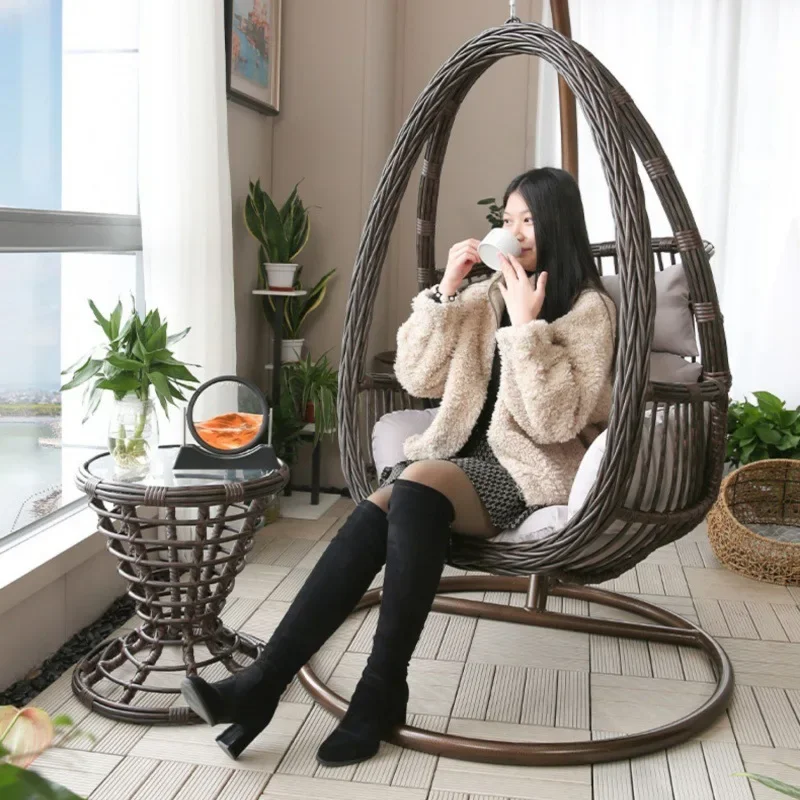 

Single hanging basket rattan outdoor balcony hanging chair courtyard balcony leisure hanging chair indoor home swing cradle