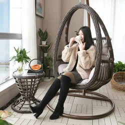 Single hanging basket rattan outdoor balcony hanging chair courtyard balcony leisure hanging chair  indoor home swing cradle