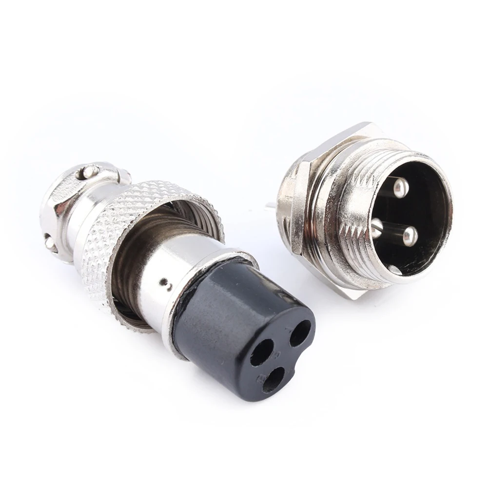 Male-Female Connector GX16 Aviation Socket 3-pin Screw-type Aviation Electrical Socket Connector Wire Harness Panel