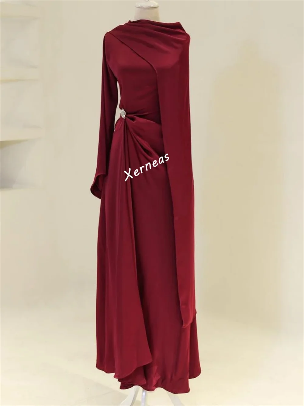 Customized Charmeuse Pleat Evening Shawl Long Dresses Bespoke Occasion Classic Woman Elegant Party Wedding High Quality