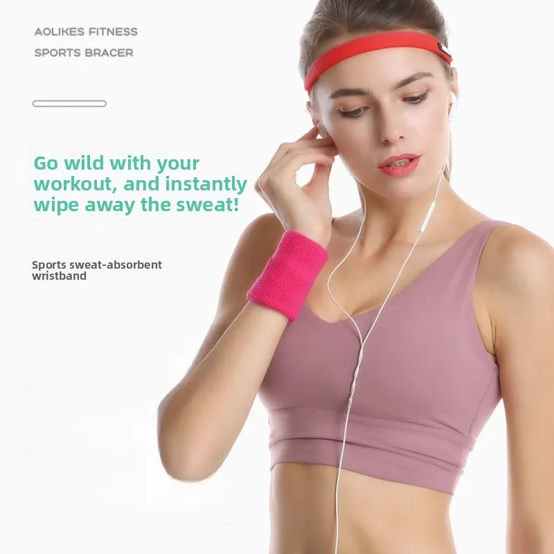 

2pcs 8×8CM Towel Sports Wristbands Tennis Sweat Bands Wrist Guard for Basketball Volleyball Padel Fitness Sweatbands Wrap