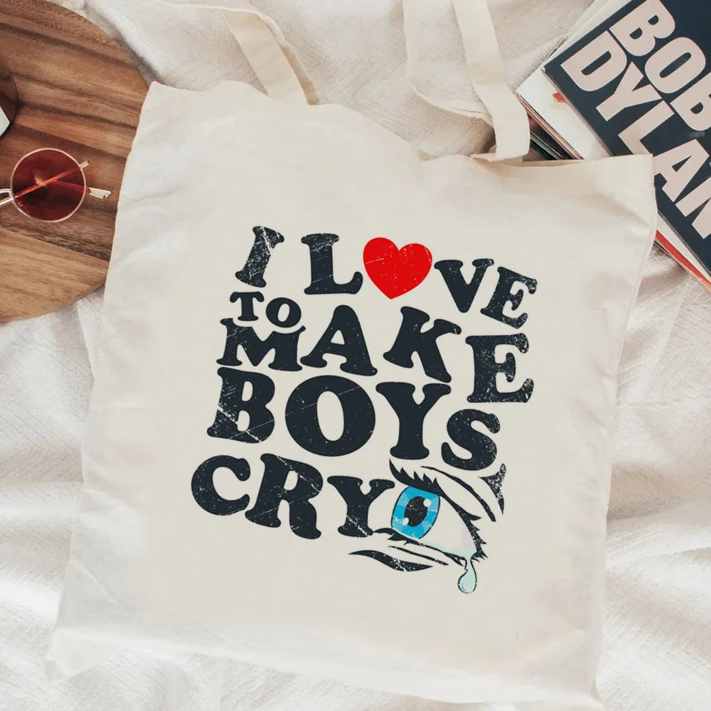 

Сумка для покупок с надписью «i Love to Make Boys Cry», многоразовая Экологически чистая Сумочка для покупок, тканевая сумка